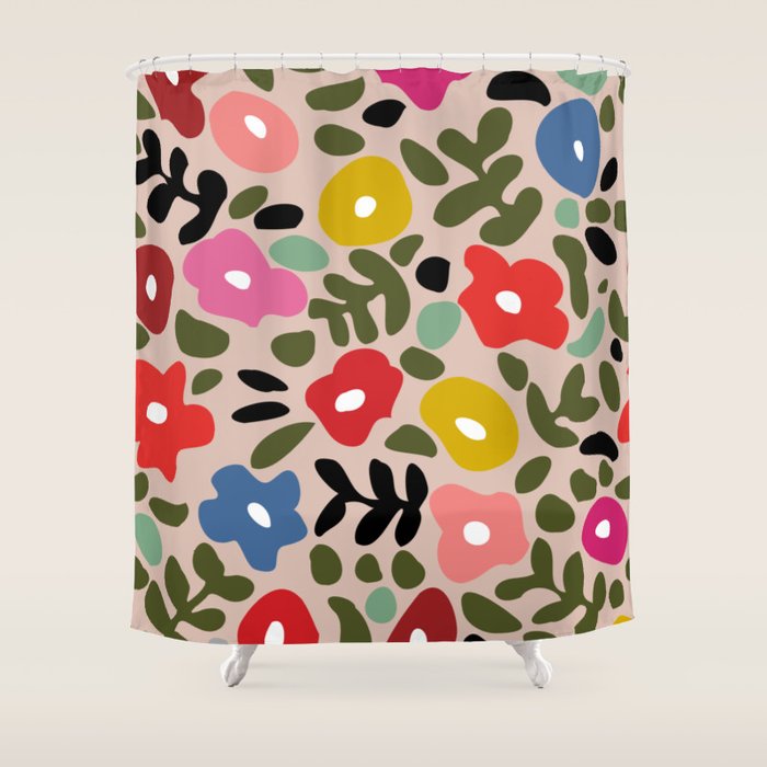 Flower meadow in muted colours Shower Curtain Gallery Image 1