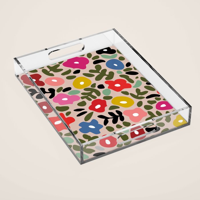 Flower meadow in muted colours Acrylic Tray Gallery Image 1
