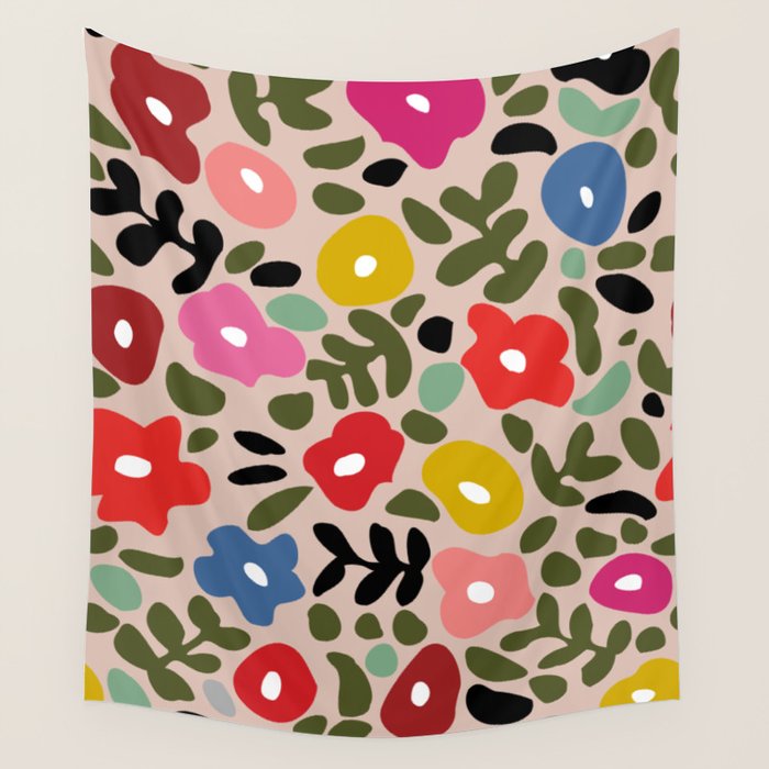 Flower meadow in muted colours Wall Tapestry Gallery Image 4