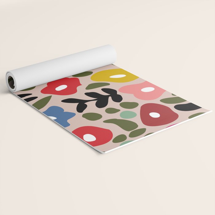 Flower meadow in muted colours Yoga Mat Gallery Image 2