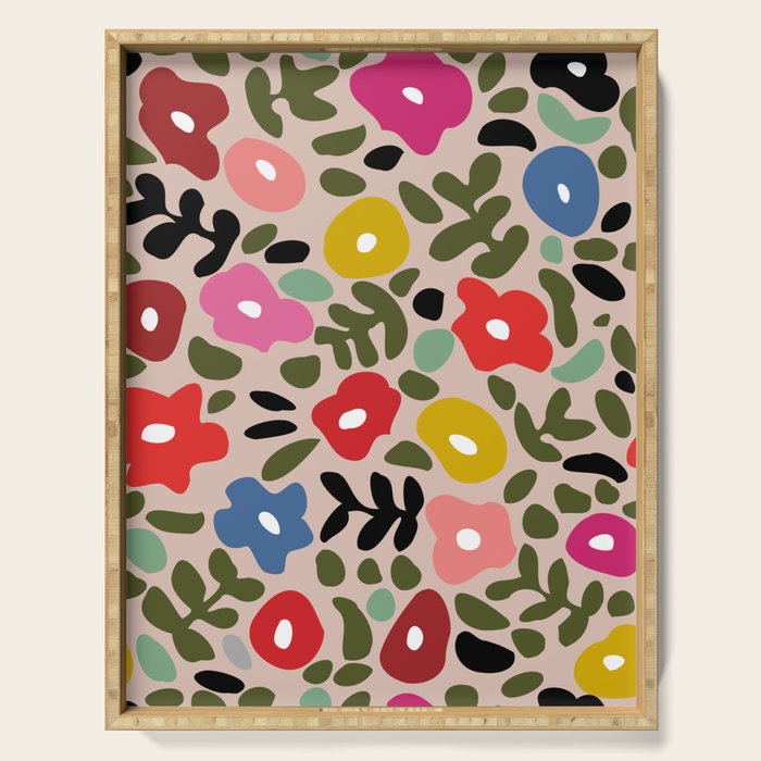 Flower meadow in muted colours Serving Tray Gallery Image 1