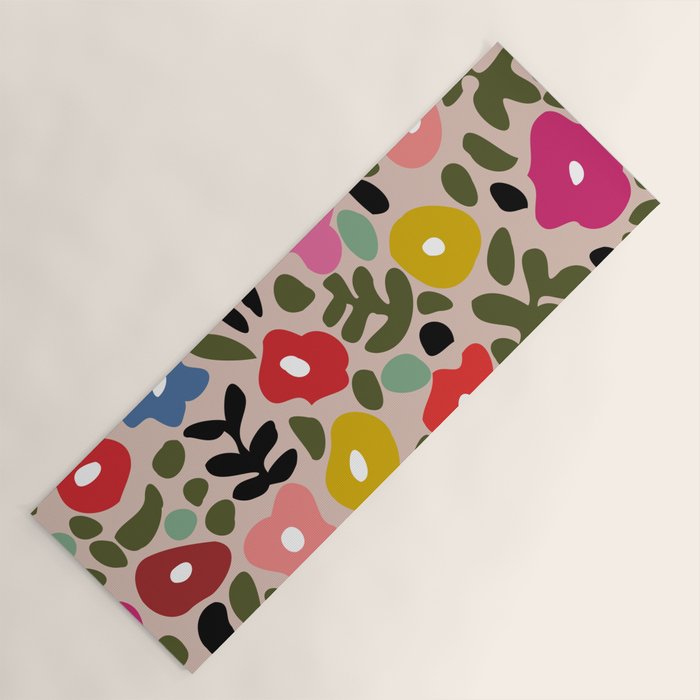 Flower meadow in muted colours Yoga Mat Gallery Image 1