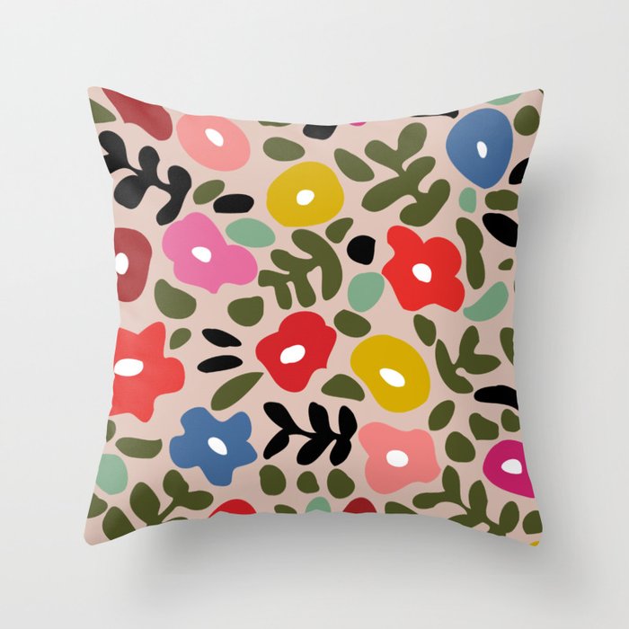 Flower meadow in muted colours Throw Pillow Gallery Image 6