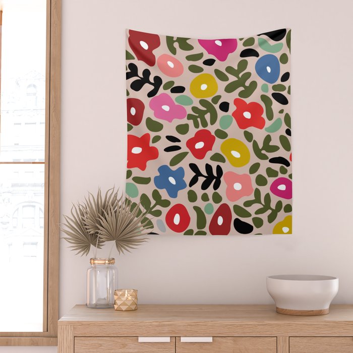 Flower meadow in muted colours Wall Tapestry Gallery Image 2