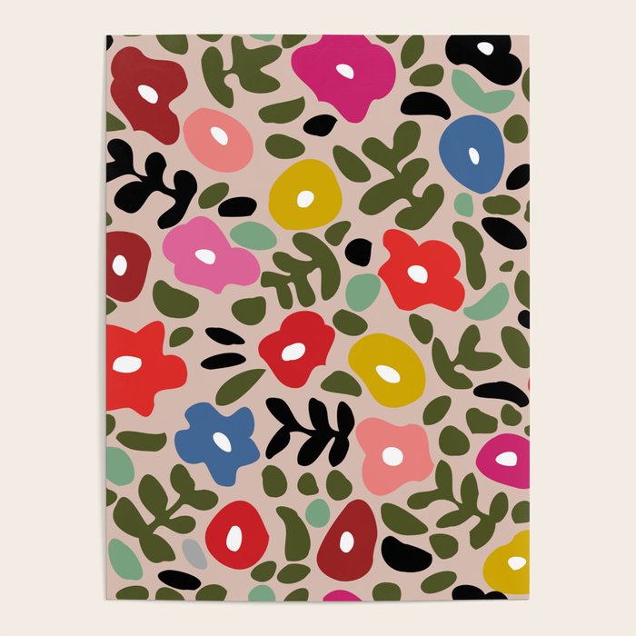 Flower meadow in muted colours Poster Gallery Image 4