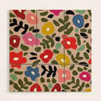 Flower meadow in muted colours Wood Wall Art Gallery Image 1