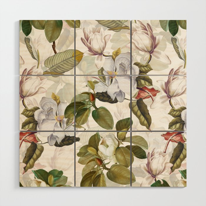 Vintage & Shabby Chic - Spring Flowers Magnolia Botanical Garden Wood Wall Art Gallery Image 1