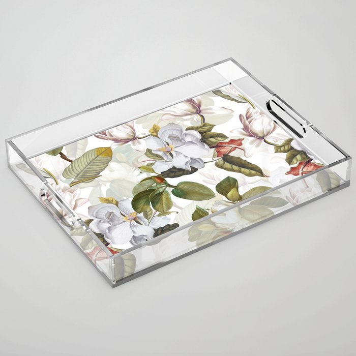 Vintage & Shabby Chic - Spring Flowers Magnolia Botanical Garden Acrylic Tray Gallery Image 1