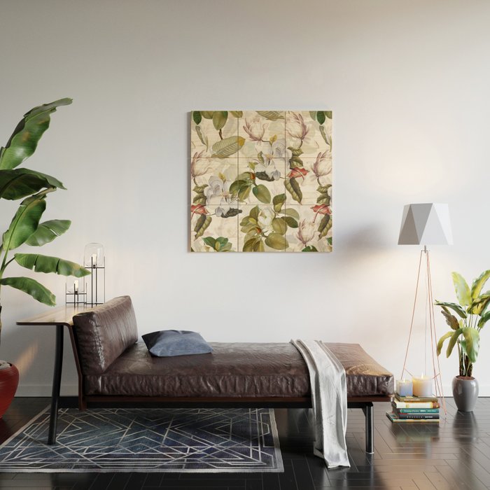 Vintage & Shabby Chic - Spring Flowers Magnolia Botanical Garden Wood Wall Art Gallery Image 2