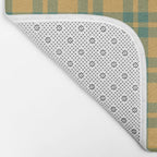 Plaid Pattern in Teal Green and Ochre Mustard Bath Mat Gallery Image 2