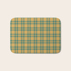 Plaid Pattern in Teal Green and Ochre Mustard Bath Mat Gallery Image 1