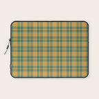 Plaid Pattern in Teal Green and Ochre Mustard Laptop Sleeve Gallery Image 1