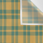 Plaid Pattern in Teal Green and Ochre Mustard Wall Tapestry Gallery Image 3
