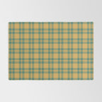 Plaid Pattern in Teal Green and Ochre Mustard Rug Gallery Image 2