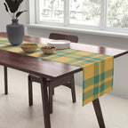 Plaid Pattern in Teal Green and Ochre Mustard Table Runner Gallery Image 2
