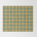 Plaid Pattern in Teal Green and Ochre Mustard Throw Blanket Gallery Image 2