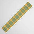 Plaid Pattern in Teal Green and Ochre Mustard Table Runner Gallery Image 3