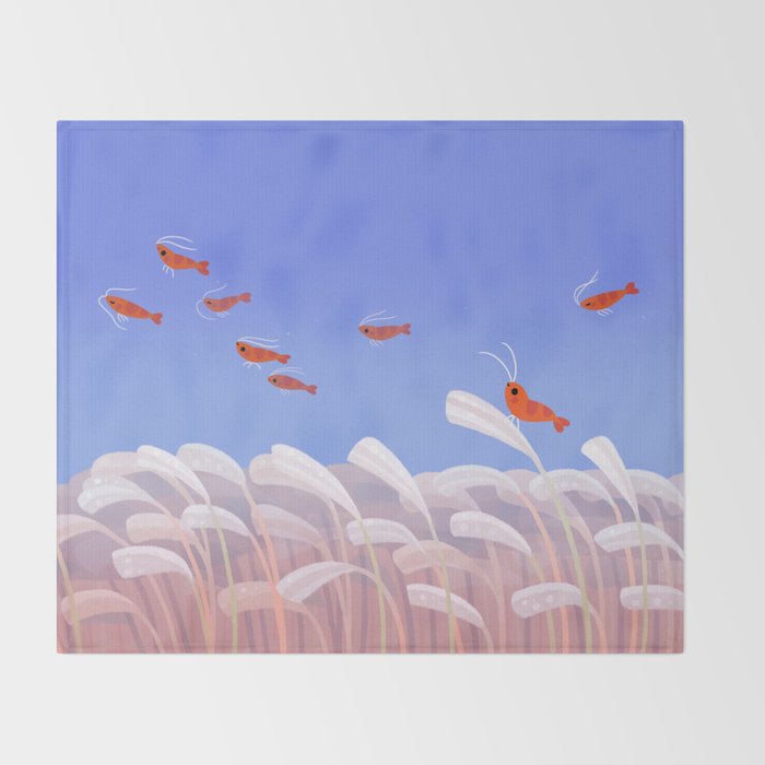 Flying cherry shrimp Throw Blanket Gallery Image 2