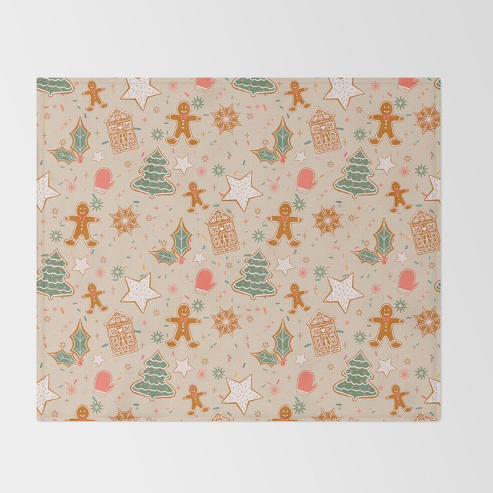 Whimsical Gingerbread Holiday Icons Collection Throw Blanket Gallery Image 2