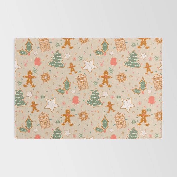 Whimsical Gingerbread Holiday Icons Collection Rug Gallery Image 2