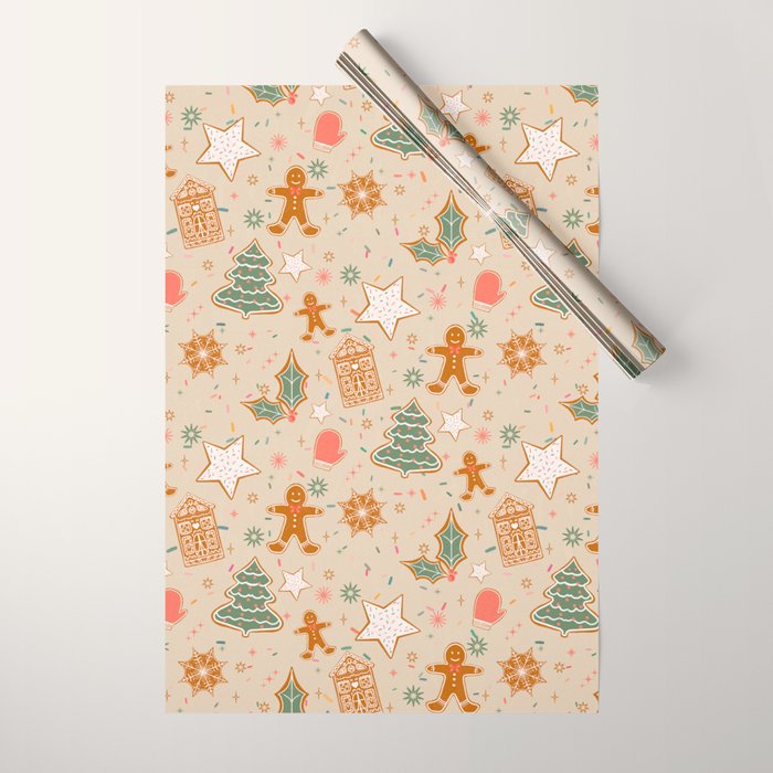Whimsical Gingerbread Holiday Icons Collection Wrapping Paper Gallery Image 1