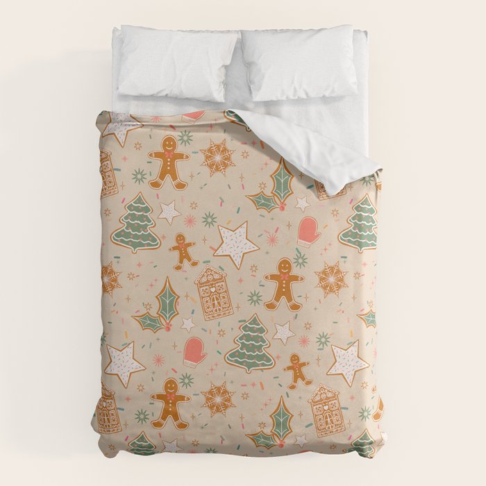 Whimsical Gingerbread Holiday Icons Collection Duvet Cover Gallery Image 6