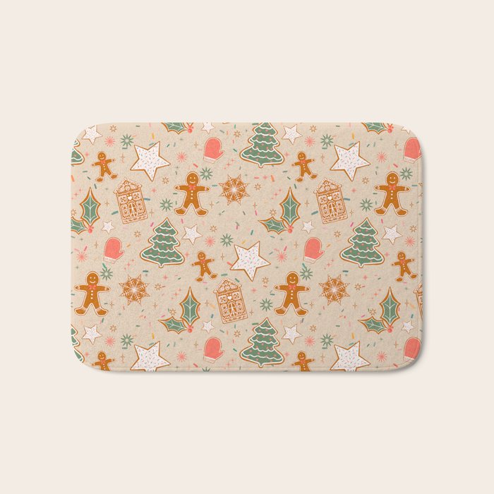 Whimsical Gingerbread Holiday Icons Collection Bath Mat Gallery Image 1