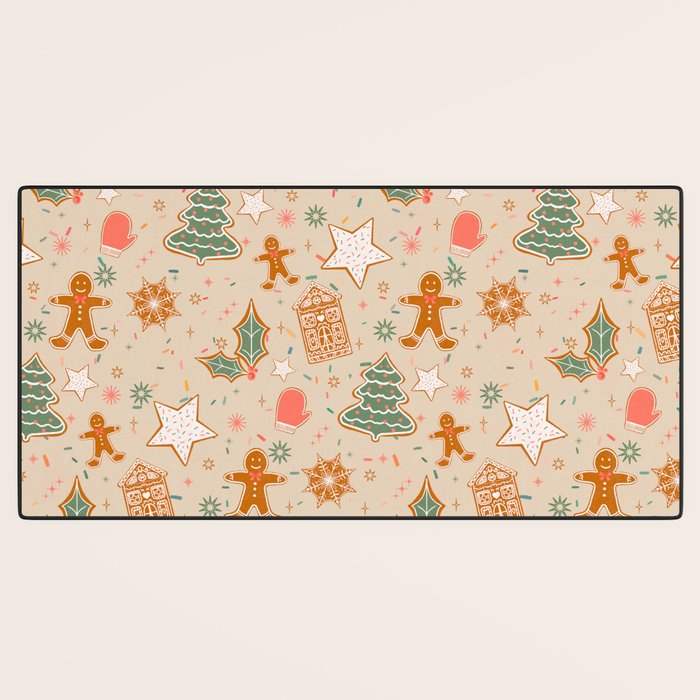 Whimsical Gingerbread Holiday Icons Collection Desk Mat Gallery Image 3