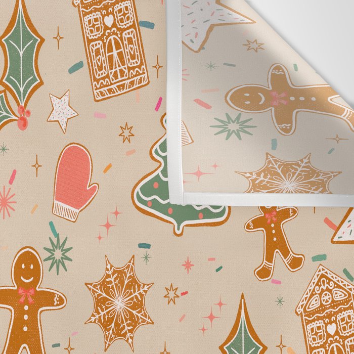 Whimsical Gingerbread Holiday Icons Collection Wall Tapestry Gallery Image 3