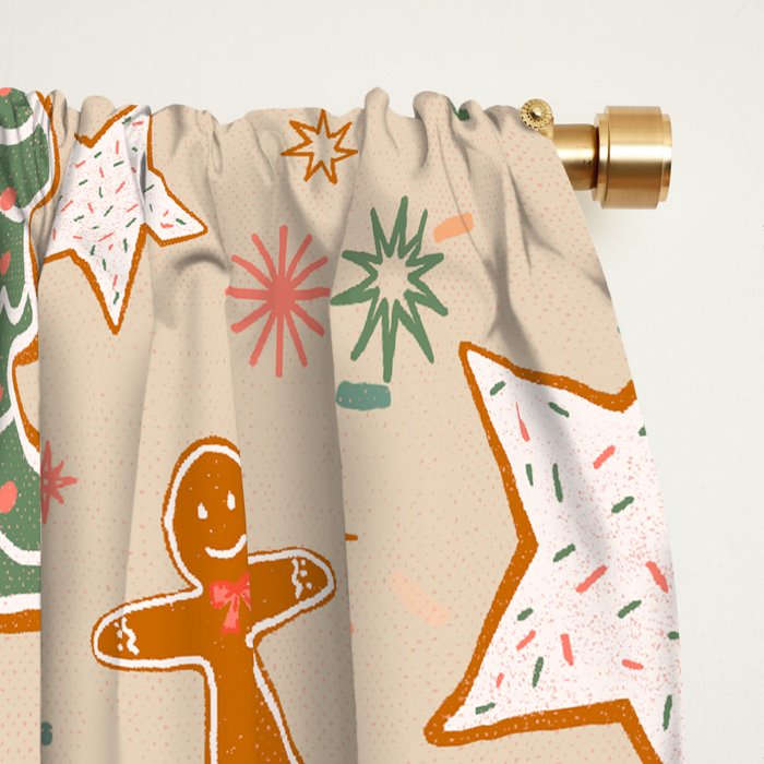 Whimsical Gingerbread Holiday Icons Collection Window Curtain Gallery Image 2