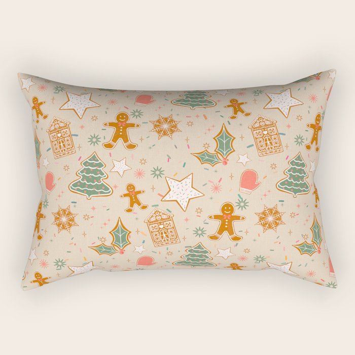 Whimsical Gingerbread Holiday Icons Collection Rectangular Pillow Gallery Image 2