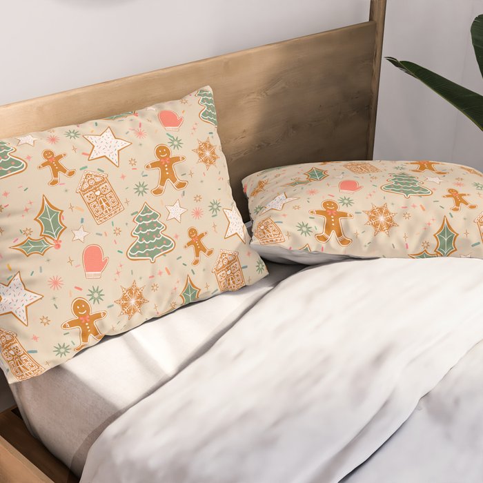 Whimsical Gingerbread Holiday Icons Collection Pillow Sham Gallery Image 2