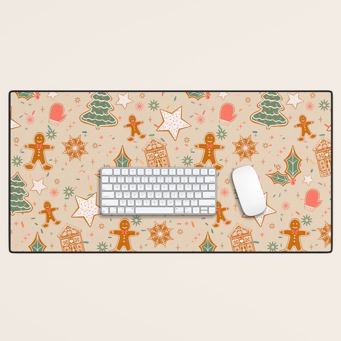 Whimsical Gingerbread Holiday Icons Collection Desk Mat Gallery Image 1