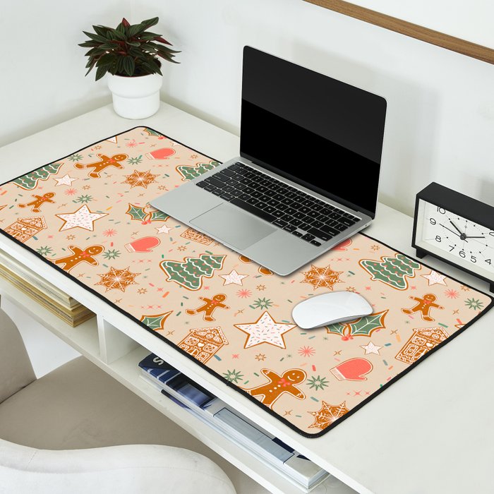 Whimsical Gingerbread Holiday Icons Collection Desk Mat Gallery Image 2