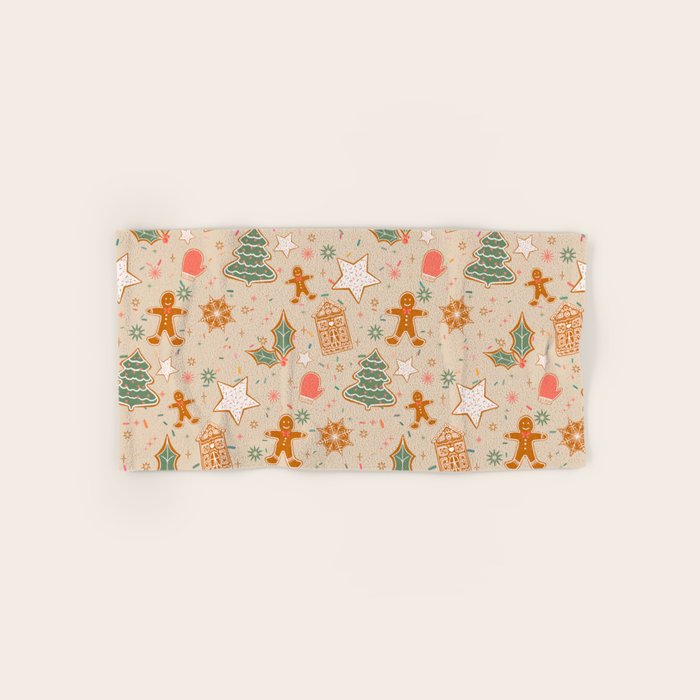 Whimsical Gingerbread Holiday Icons Collection Bath Towel Gallery Image 1