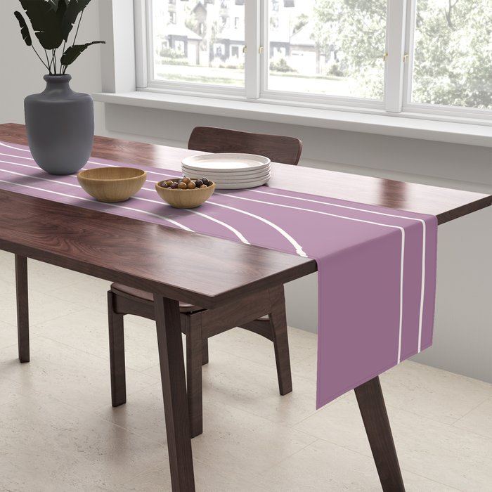 Minimal Line Curvature XXIV Lilac Purple Mid Century Modern Arch Abstract Table Runner Gallery Image 2