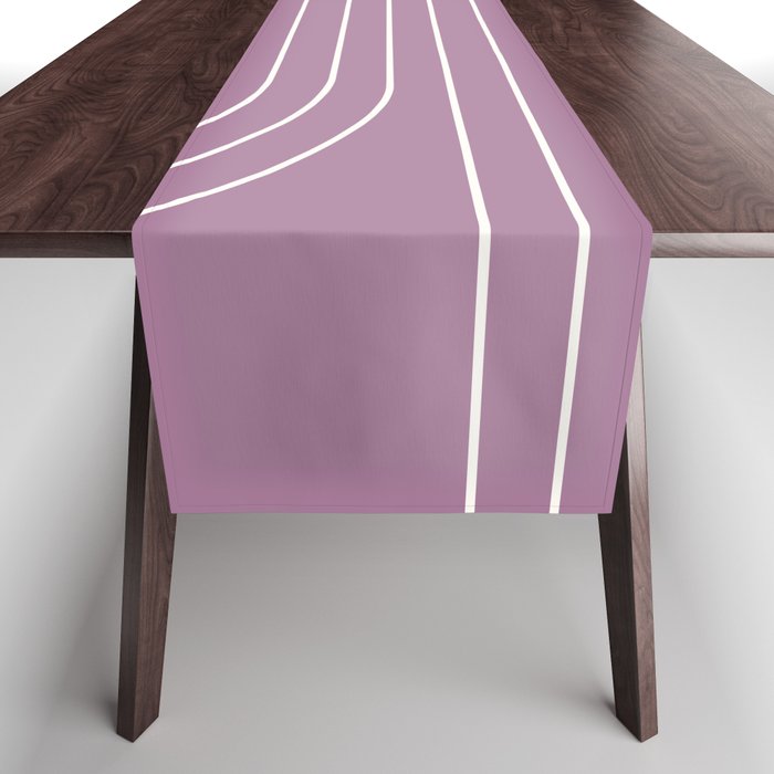 Minimal Line Curvature XXIV Lilac Purple Mid Century Modern Arch Abstract Table Runner Gallery Image 1