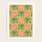 Checkered Citrus Fruit in Sage & Orange Poster Gallery Image 4
