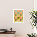 Checkered Citrus Fruit in Sage & Orange Poster Gallery Image 2
