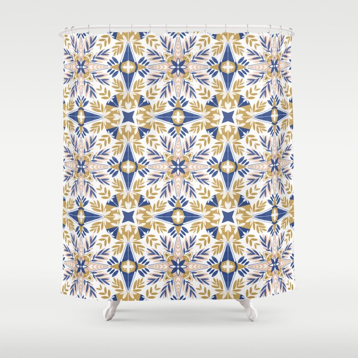 Modern circular nature tile B Shower Curtain Gallery Image 1