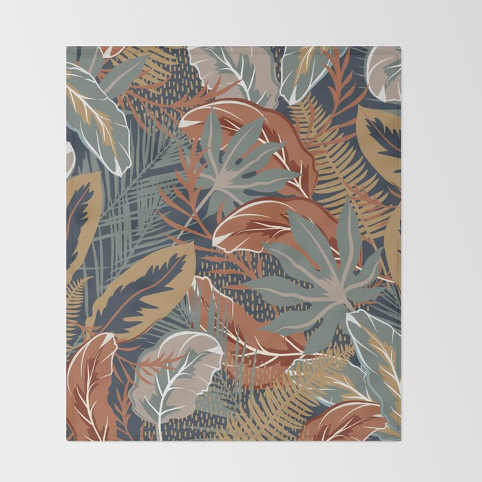 Tropical Wild Garden, Boho Wall Art Throw Blanket Gallery Image 2