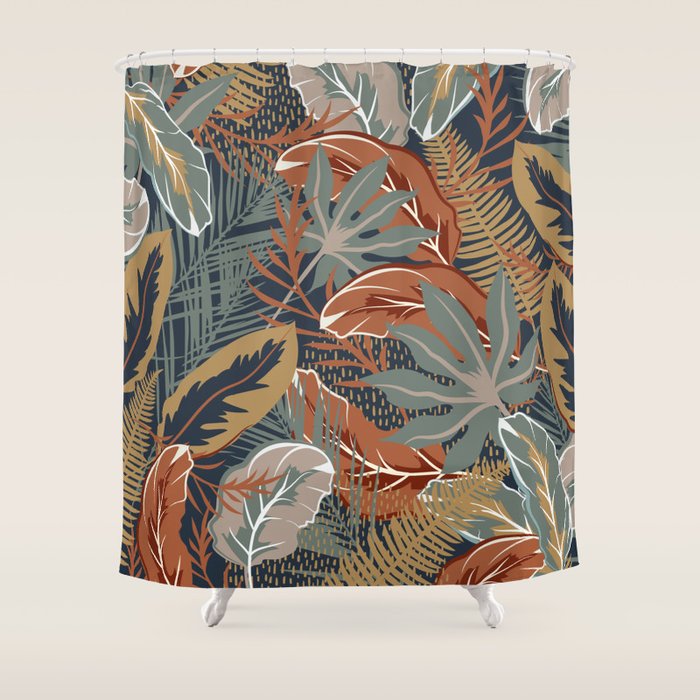 Tropical Wild Garden, Boho Wall Art Shower Curtain Gallery Image 1