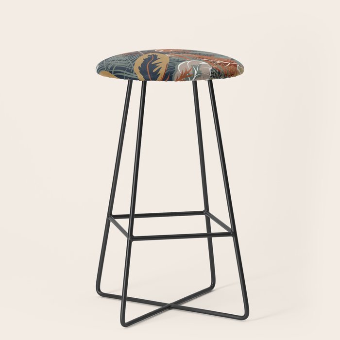 Tropical Wild Garden, Boho Wall Art Stool Gallery Image 1