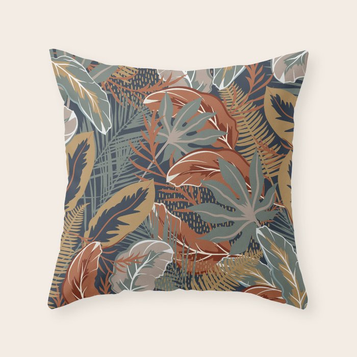 Tropical Wild Garden, Boho Wall Art Throw Pillow Gallery Image 6