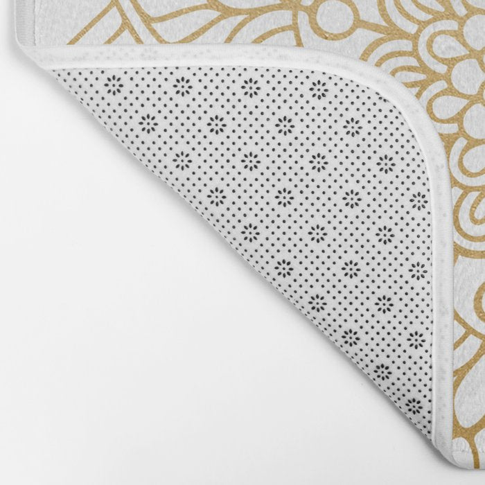 Beautiful White & Gold Mandala Pattern Bath Mat Gallery Image 2