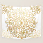 Beautiful White & Gold Mandala Pattern Wall Tapestry Gallery Image 4