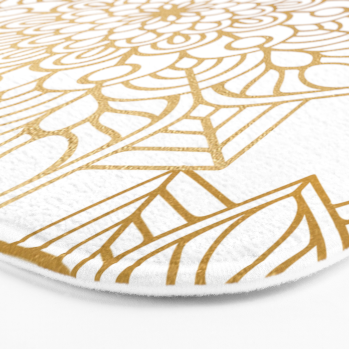Beautiful White & Gold Mandala Pattern Bath Mat Gallery Image 3