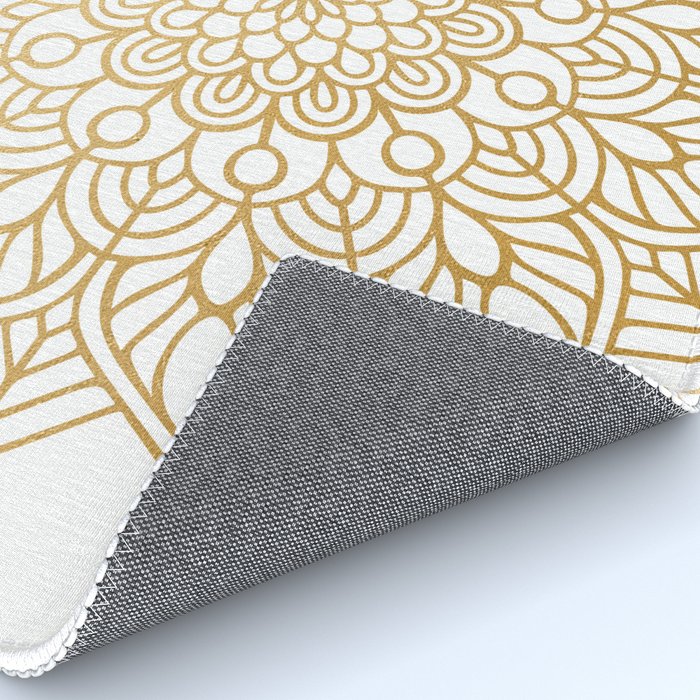 Beautiful White & Gold Mandala Pattern Rug Gallery Image 4