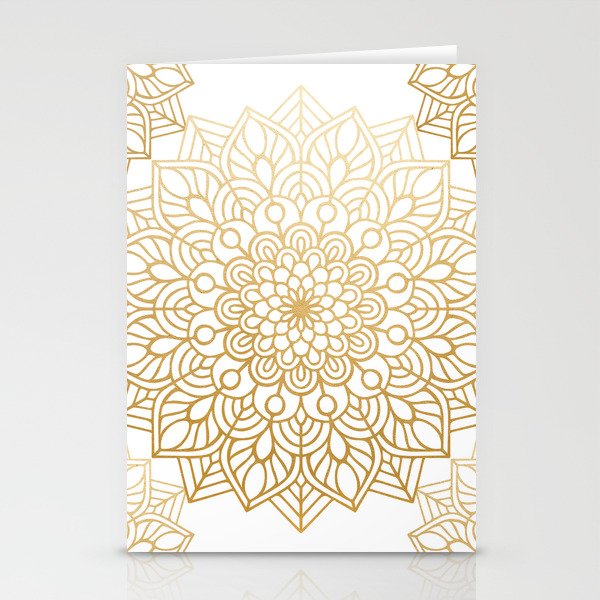 Beautiful White & Gold Mandala Pattern Stationery Card Gallery Image 2