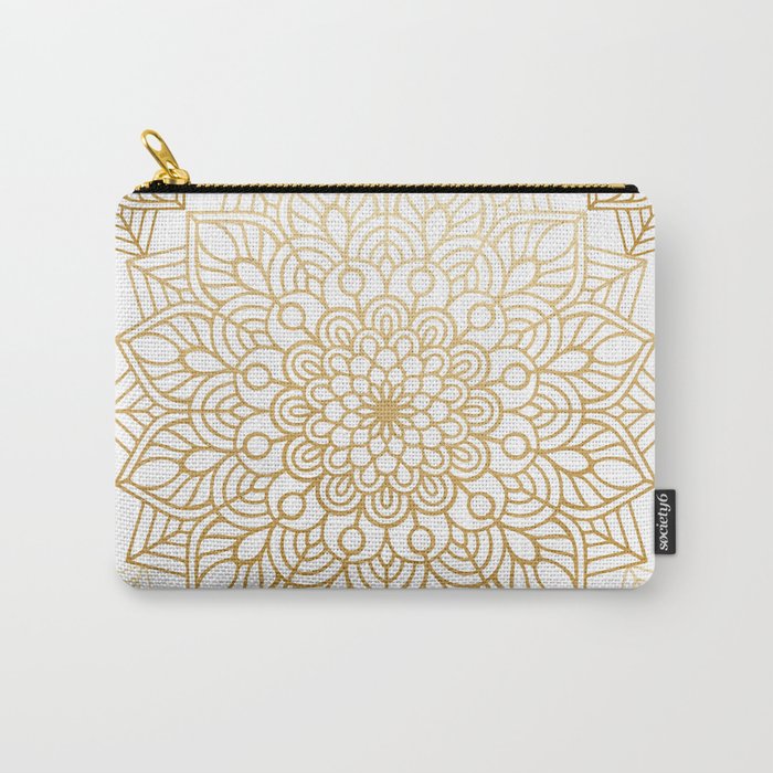 Beautiful White & Gold Mandala Pattern Carry All Pouch Gallery Image 1